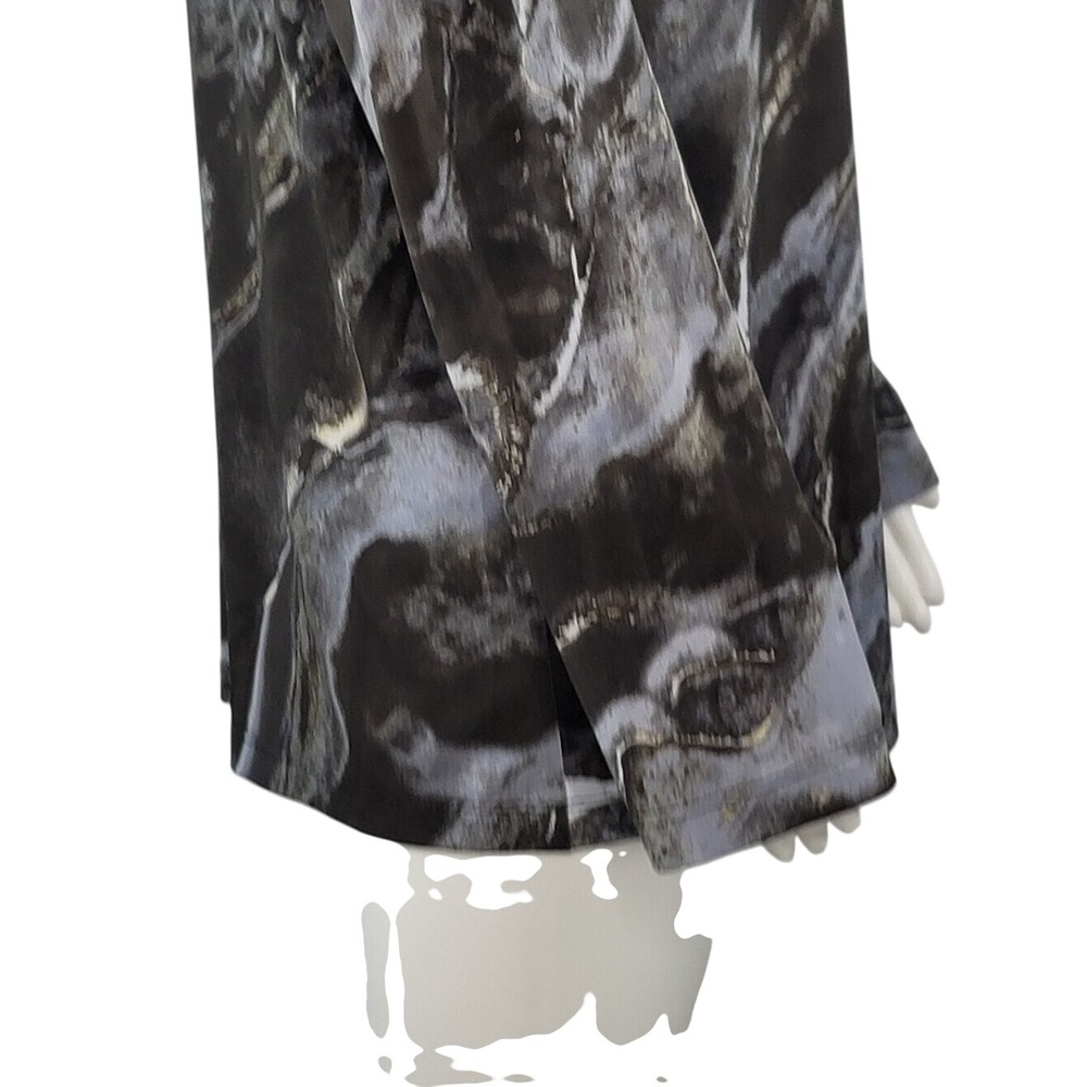 Susan Graver Liquid Knit Black & Gray Marble-Print Long Sleeve Top - Picture 5 of 13